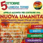 Lamezia Terme (CZ) 5 ottobre 2019 – APPELLO ALL’UNITA’ PER COSTRUIRE UNA NUOVA UMANITA’